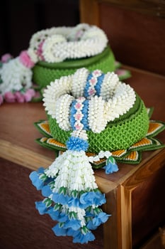 White handmade Jasmine garland for mother's day. Thai traditional. photo