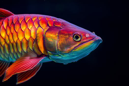 A colorful fish with bright red and orange fins photo