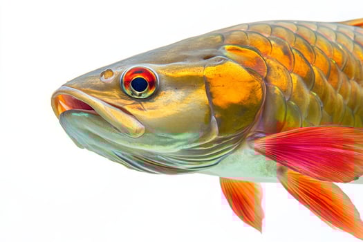 A fish with bright red eyes and a long tail photo