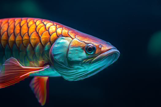 A fish with bright colors swimming in the water photo
