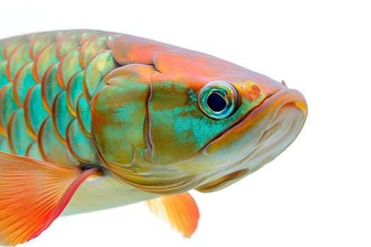 A colorful fish with bright green and orange fins photo