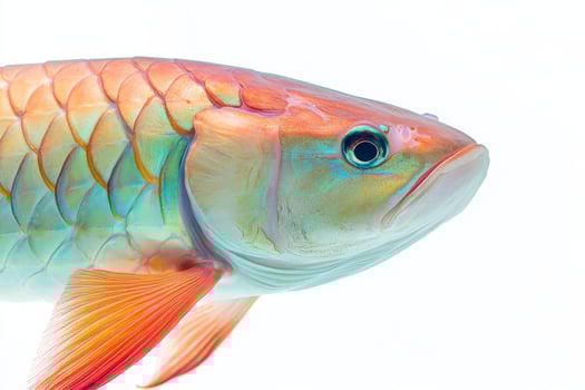 A colorful fish with a long tail on a white background photo