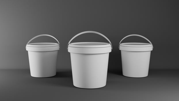 White bucket mockup on grey background. 3D rendering illustration photo