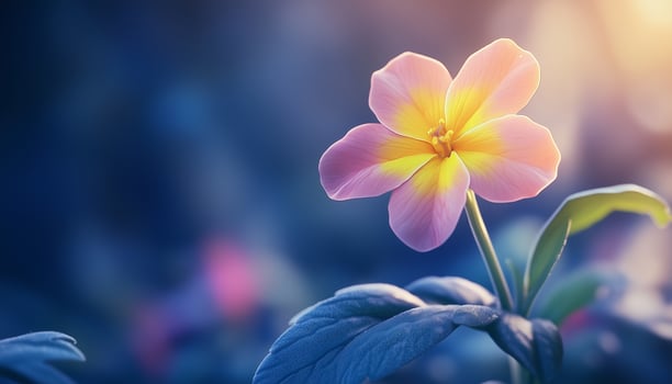 Primrose flower vibrant blossom petal nature plant blurred dark background photo