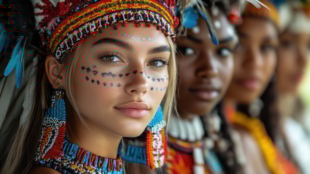 Adorned individuals display exquisite traditional wear while celebrating their heritage photo
