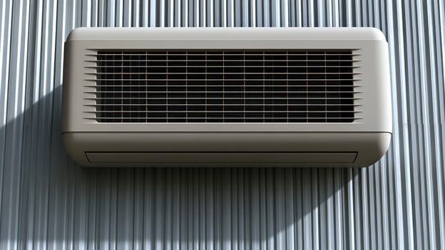The air conditioning unit cools the atmosphere, casting a gentle shadow on the wall photo