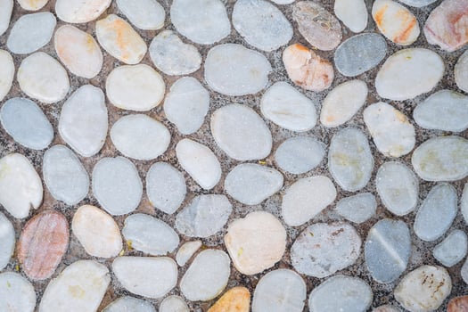 a pathway made of smooth, gray pebbles. photo