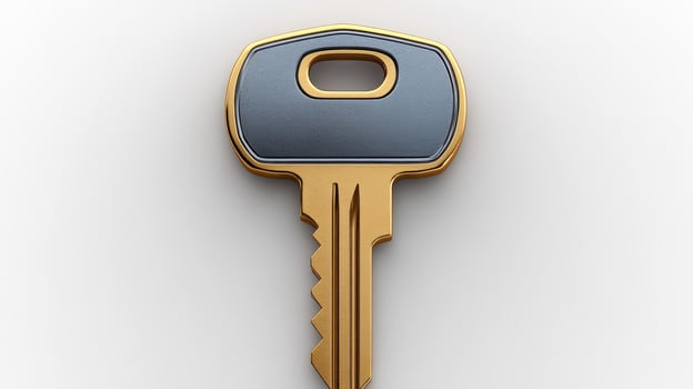 The key shines brightly, highlighting its unique design and reflectiveness photo
