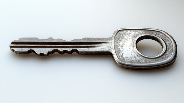 A worn key lies quietly, evoking mystery and the promise of unlocking untold stories photo