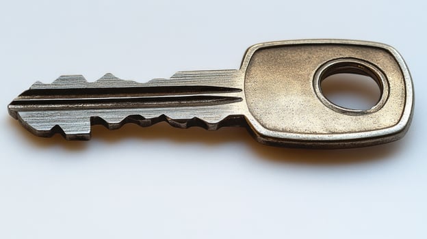 A key rests on a smooth surface, sparking curiosity about its origins photo