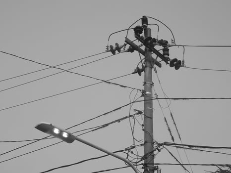 Electricity Cable Intersection, Symbol of Urban Complexity in an Increasingly Technological Landscape photo