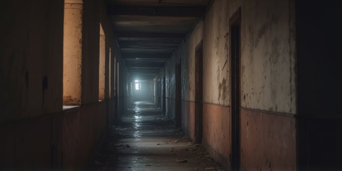 Abandoned corridor in a horror movie style. photo