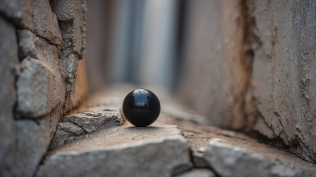 Cracked Wall With Black Ball in the Center. photo