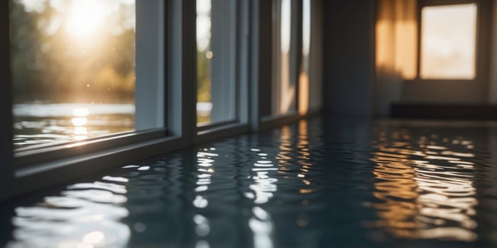 Flooded interior with light streaming through window. photo