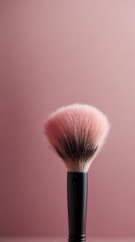 Close up of black brush on pink background. photo