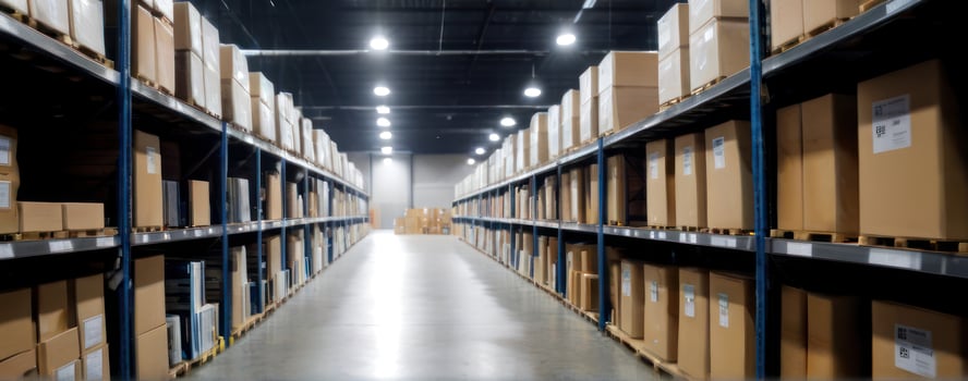 A warehouse filled with boxes and boxes photo