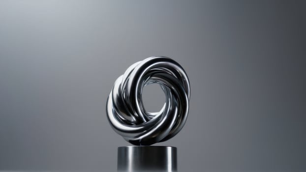 An image of a silver twisted metal sculpture photo