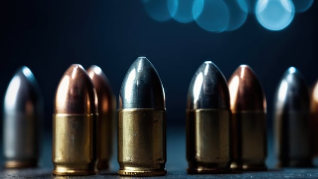Bullets on a dark background with bokeh photo