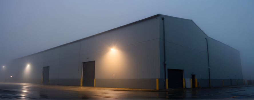 An industrial building in the fog photo