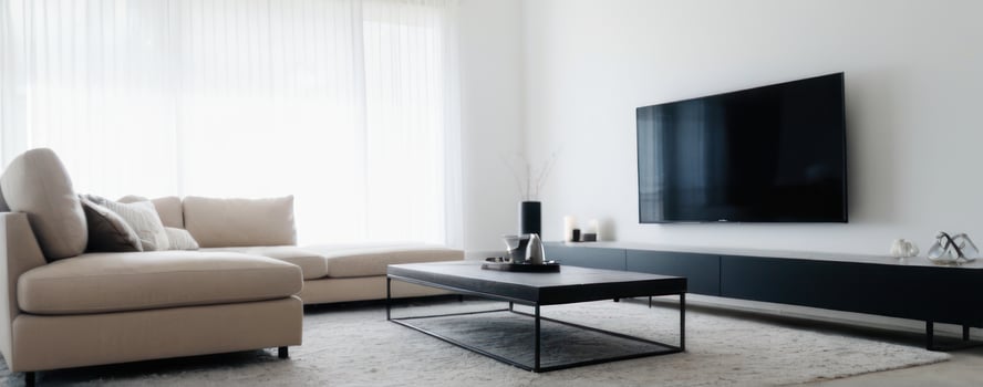 Modern living room with tv and coffee table photo