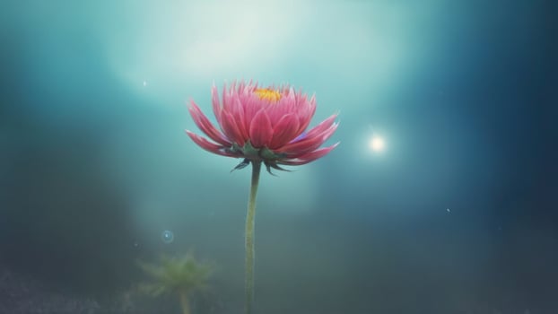 A pink flower in the middle of the night sky photo