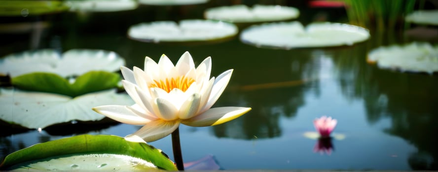 White water lily in a pond photo