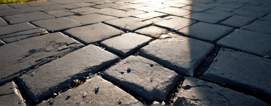 An image of a cobblestone road with the sun shining on it photo