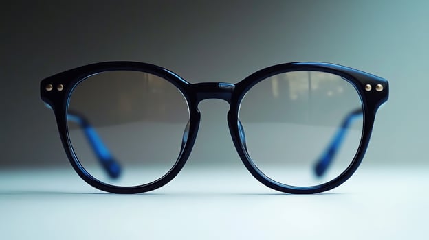Elegant eyewear beautifully displayed against a serene, softly lit backdrop photo