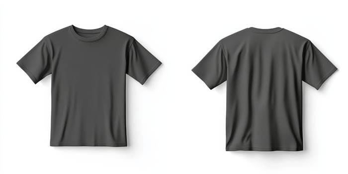 This is a basic wrinkled black tshirt mockup that effectively showcases both the front and back views of the garment. It is an ideal choice for displaying casual attire and for design presentations photo