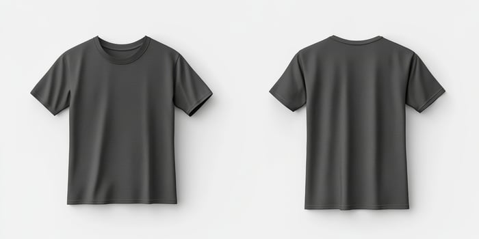 This is a stylish mockup of a basic tshirt that effectively showcases both the front and back views of the garment. It is perfect for various applications in apparel design and branding needs photo