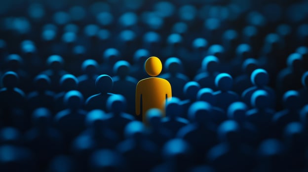A visually engaging representation of the recruitment process highlights a unique candidate among diverse applicants, symbolizing the careful search for the ideal fit in hiring practices photo