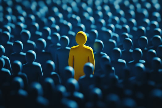 This visual representation illustrates the talent recruitment process, highlighting the search for a unique candidate among many applicants, essential for effective HR and successful team building photo