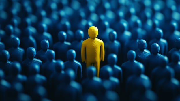 This visual representation of the recruitment process showcases a standout candidate amidst a sea of figures. It symbolizes the ongoing search for unique and exceptional talent within the workforce photo
