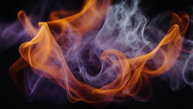 Violet smoke rings on a black background. photo