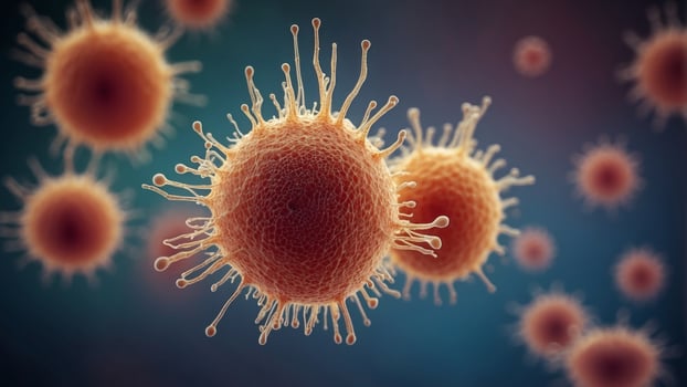 Microscopic view of bacteria spreading through organism. photo