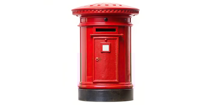 British, transportation, iconic, tourism, communication, vintage, England,London, mail, white background, city, metal, isolated, London postbox isolated on white background Close Up photo