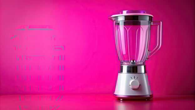 food preparation, technology, modern, household,blender, device, lifestyle, mixing, utensil, An empty blender sits on a vibrant pink background seen from a bird s eye view photo