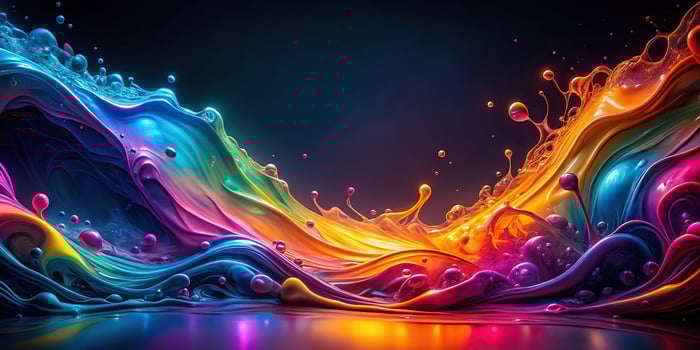 vibrant, vivid, extreme close-up, flowing, bright, swirling, liquid, artistic, glowing, texture, effect, iridescent, Abstract liquid background in colorful neon light Extreme Close Up photo