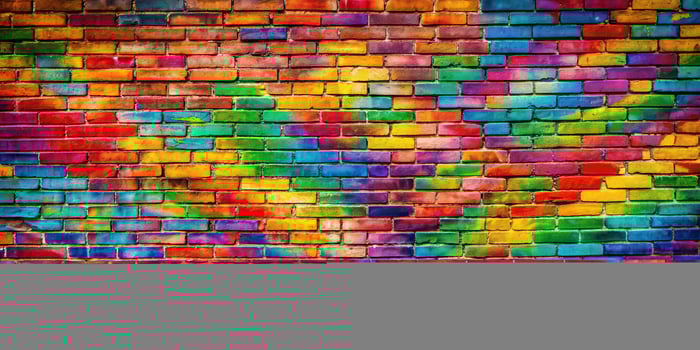 paint, splash, background, graffiti, colorful, A medium shot of a vibrant brick wall covered in paint splash graffiti creating a colorful background photo