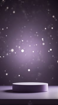 Empty pedestal display on purple background with blank stand for product show or presentation. photo