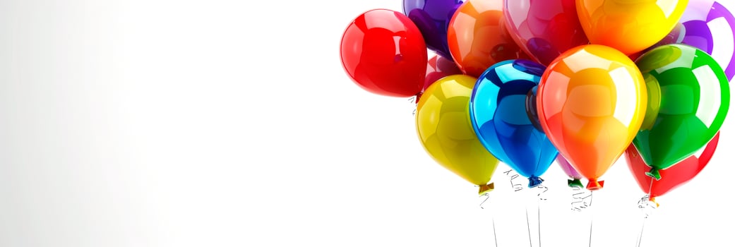 A vibrant collection of balloons in various colors sways softly, capturing the essence of happiness and festivity. Ideal for celebrations, events, and decorations photo