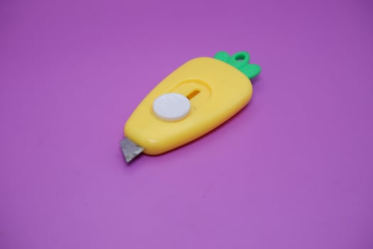 cute mini cutter with carrot shape. cute cutter isolated on purple background. photo