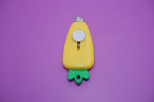cute mini cutter with carrot shape. cute cutter isolated on purple background. photo