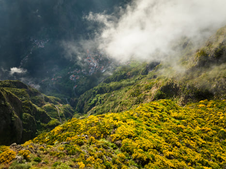 Aerial drone view of Curral das Freiras village, Madeira, Portugal photo