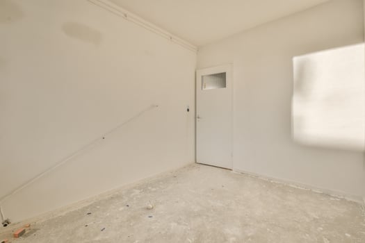 An empty room with a door and a window photo
