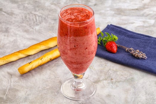 Sweet strawberry smoothie with milk photo