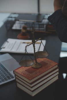 Law theme, gavel or mallet of the judge, lawyer enforcement officers, evidence-based cases taken into account in the court abount business, legislation. photo