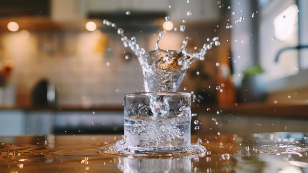 Water splash in a glass photo