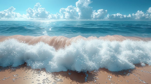 A close-up view of a wave crashing on the shore photo