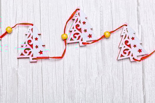 christmas toys star fir tree on wooden background photo